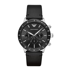 Emporio Armani Men’s Chronograph Black Leather Watch