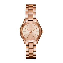Michael Kors Mini Slim Runway Three-Hand Rose Gold-Tone Stainless Steel Watch