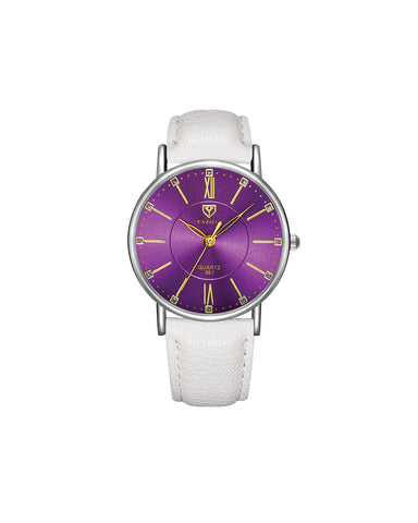 Yazole White Strap with Purple Dial Ladies Watch