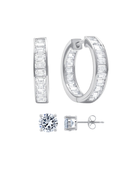 Crislu Stud and Hoop Earring Set