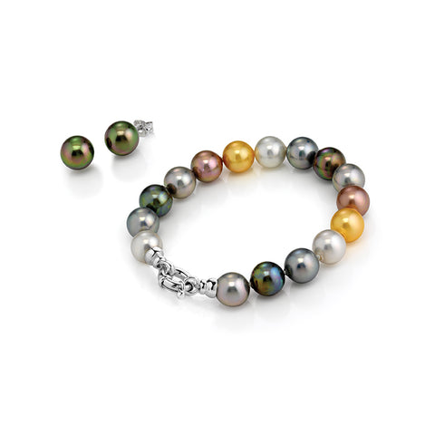JOIA De MAJORCA Pearl Multicolour Bracelet with Stud Earrings