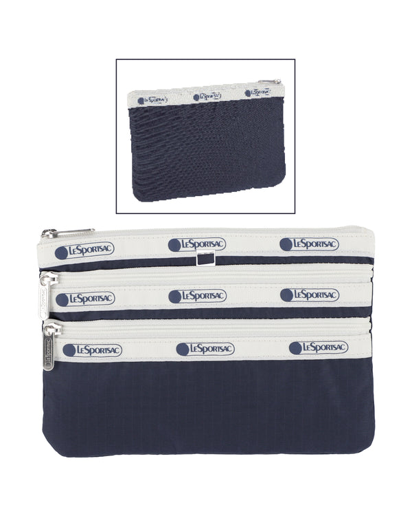LeSportsac Spectator Deep Blue 3-Zip Cosmetic Pouch