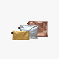 LOQI Gold, Silver, Rose Gold Metallic Zip Pockets