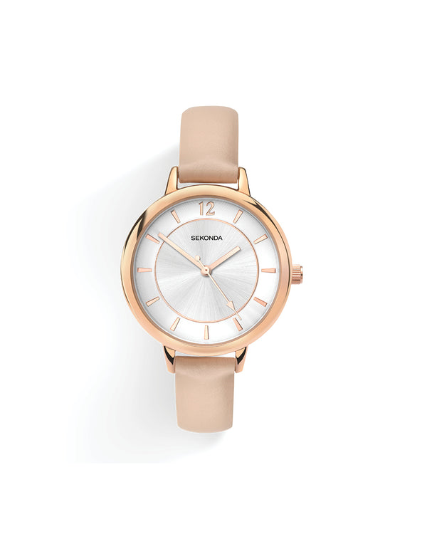 Sekonda Cream Strap with White Dial Ladies Watch