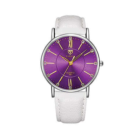 Yazole White Strap with Purple Dial Ladies Watch