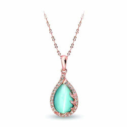 Pica LeLa Australia "Coral" 18K Rose Gold Plated Necklace with Cat’s Eye Center Stone