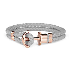Paul Hewitt Phrep Grey Leather Anchor Bracelet