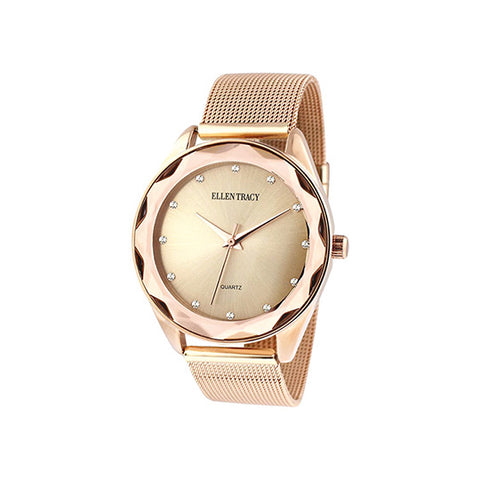 Ellen Tracy Women's ET5367RG Rose Gold-Tone Embellished Watch